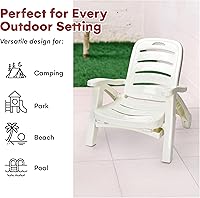 Vista 6 de Wild Wolf Outfitters Outdoor Folding Lounge Chair - Adjustable Lightweight Chaise Pool Chairs - Plastic Chairs for Patio, Lawn, Deck or Beach