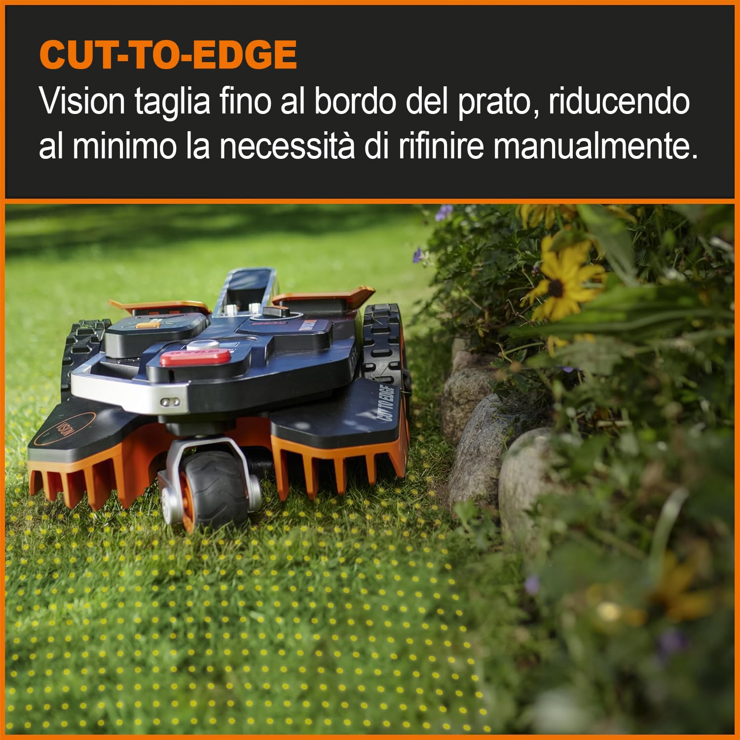 WORX Landroid Vision S250 robot tosaerba WR202E per giardini fino a 250 m² – robot tosaerba intelligente senza cavo di limitazione – WLAN e Bluetooth – prevenzione attiva degli ostacoli con tecnologia
