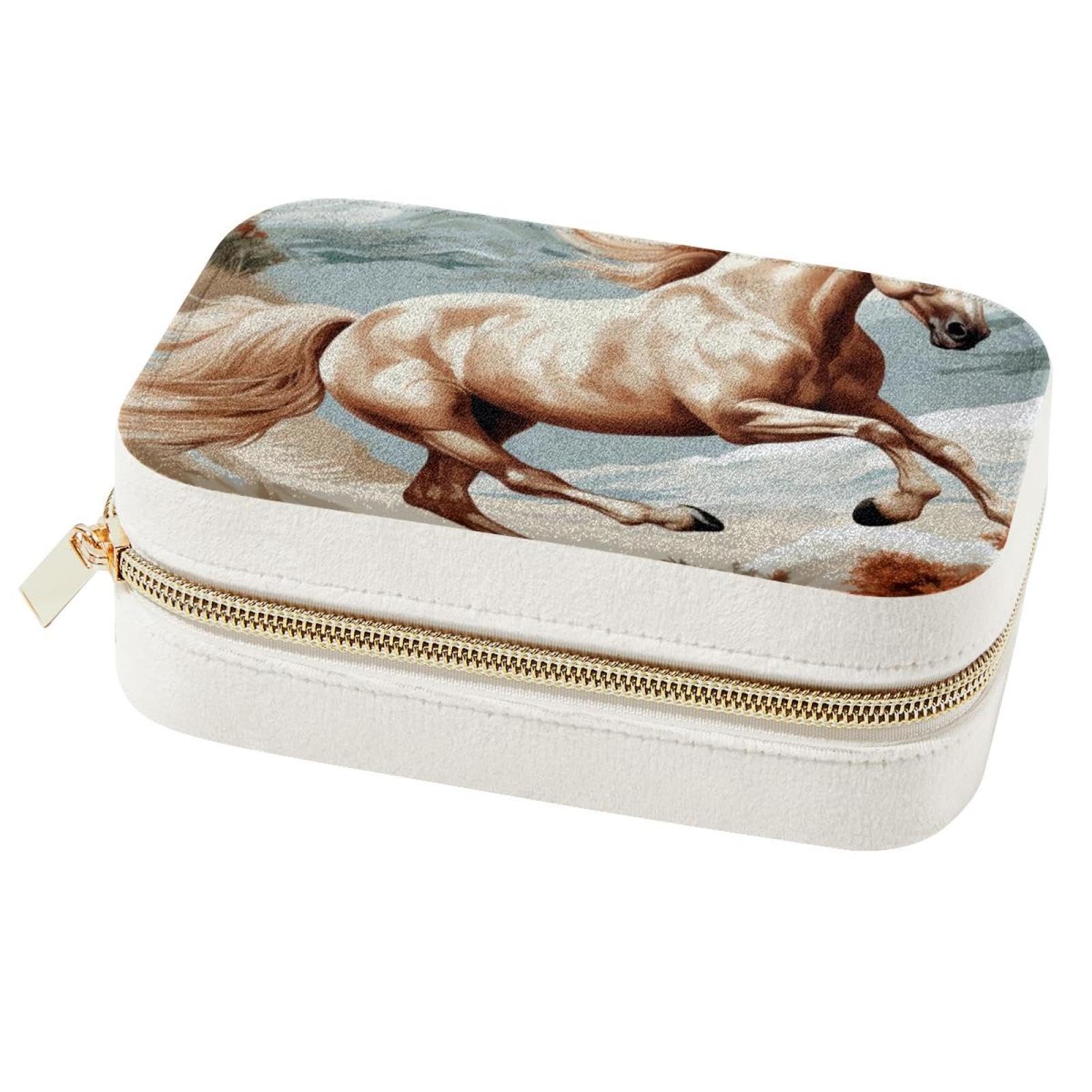 Boîte à bijoux spacieuse motif cheval rangement coiffeuse chambre