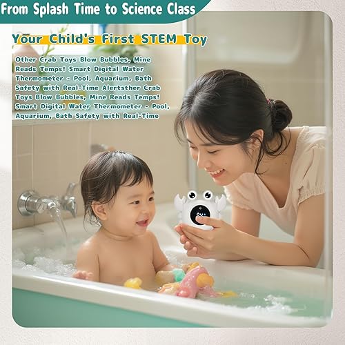 Miniatura 5 de Termómetro de baño para bebés con juguetes flotantes y monitor de temperatura ambiente, termómetro digital recargable con alertas de temperatura,