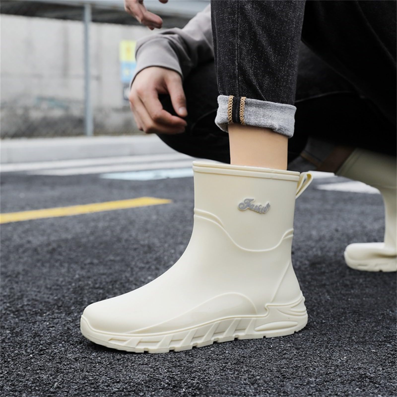 Botas de goma para hombre, botas de lluvia de media altura, botas de goma impermeables, botines de lluvia, antideslizantes, zapatos de lluvia, botas de goma, botas de jardín, botas de lluvia
