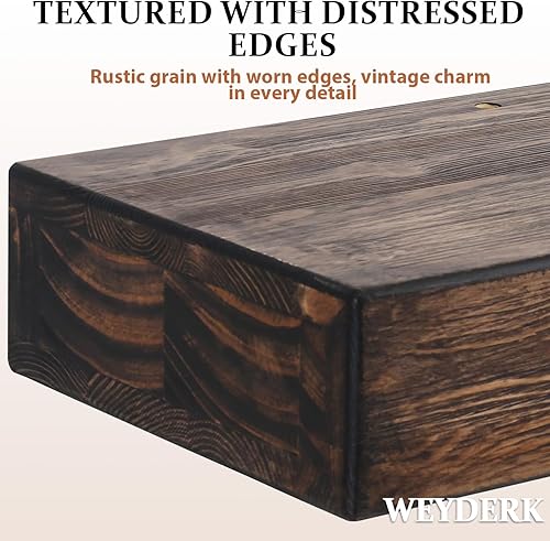 Miniatura 7 de Repisa de chimenea, estante flotante de 60 pulgadas para sobre chimenea, mantel de madera con soporte de metal invisible resistente, estante