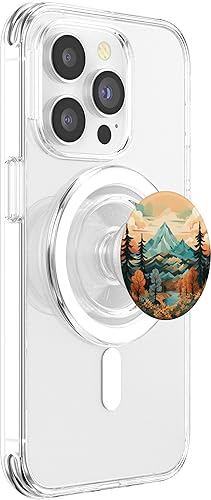 Miniatura 9 de PopSockets PopGrip estándar con diseño de montañas florales y paisajes bohemios