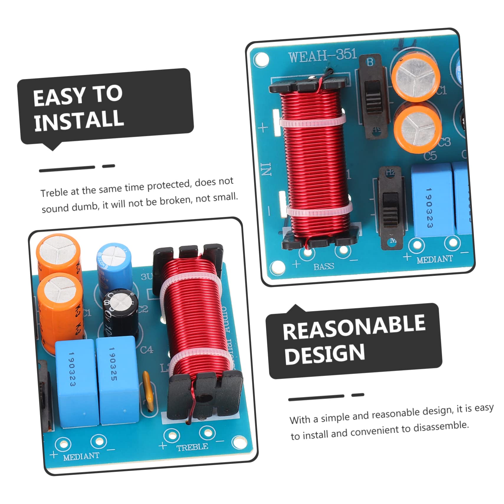 Diviseur de Bande Audio 3 Voies Professionnel pour Haut-Parleur Voiture et Golf Cart, 150w, Cuivre et Composants Électroniques, Protection des Aigus Facile à Installer
