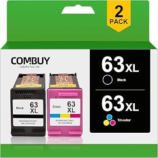 63XL Ink Cartridge Combo Pack Remanufactured Replacement for HP Ink 63 63XL 63 XL Ink for OfficeJet 3830 4650 4655 5258 Envy 4520 DeskJet 1112 2132 3631 3633 (1 Black, 1 Tri-Color)