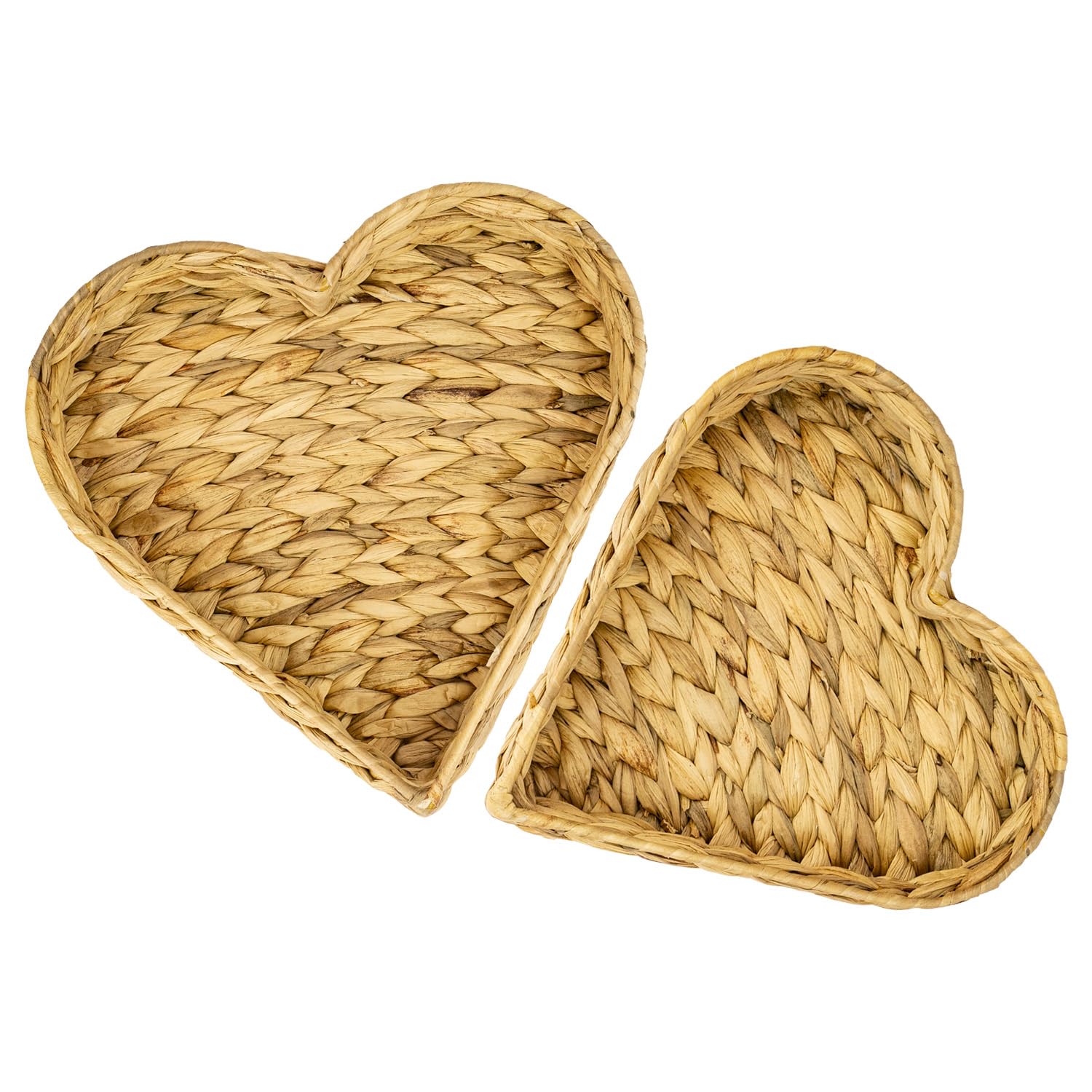 HMF Cesto regalo vuoto, cesto portaoggetti intrecciato in giacinto d'acqua, set da 2 pezzi, a forma di cuore, larghezza 29/26 cm