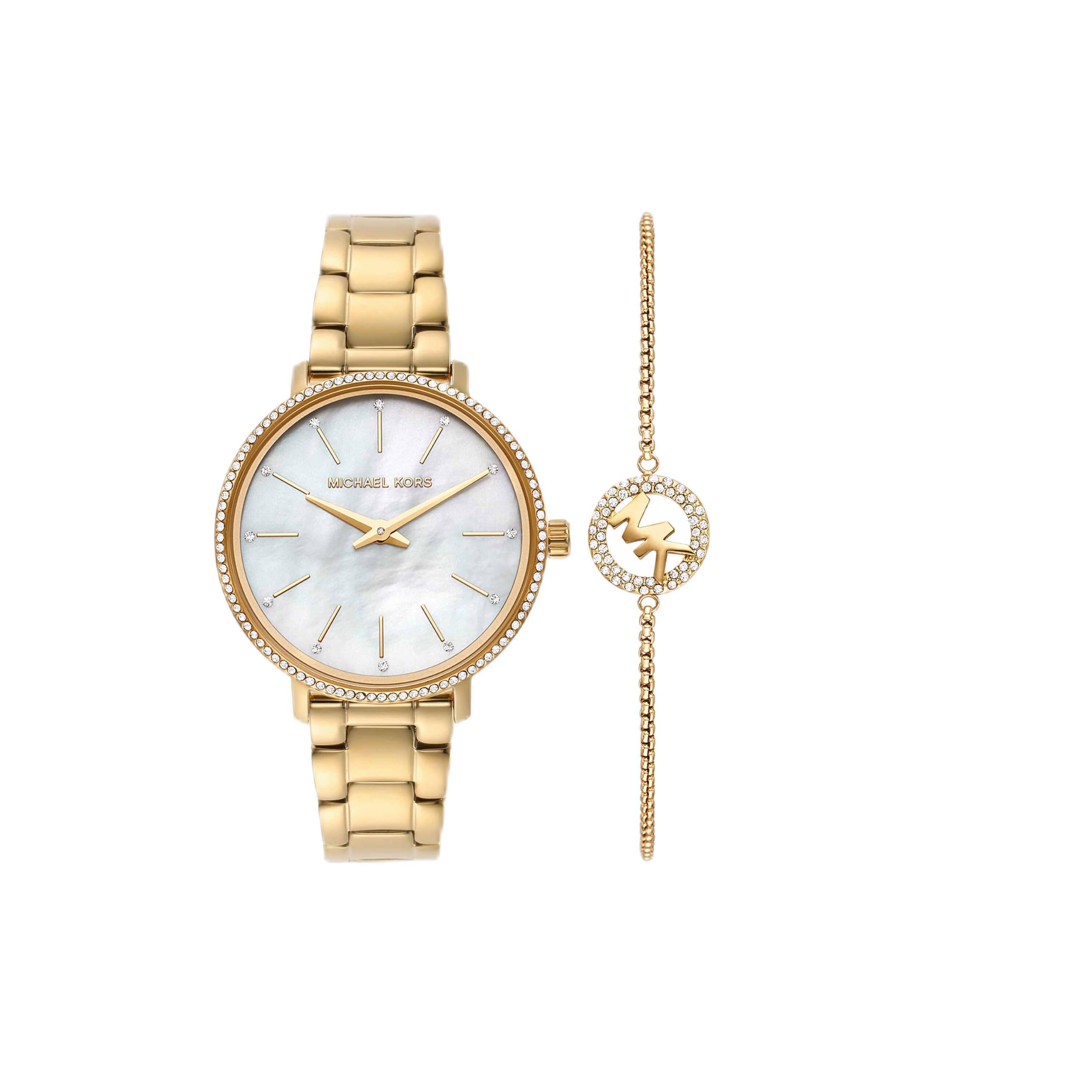 Michael Kors Reloj Pyper para Mujer, Movimiento bimanual de Cuarzo con Correa de Acero, PVC o Piel