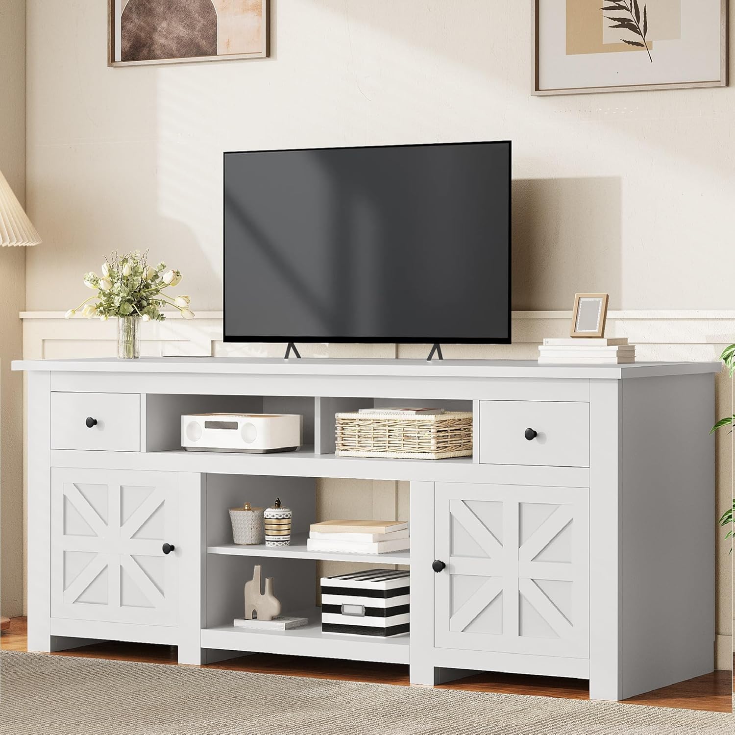 Photo 1 of ***FACTORY SEALED***
***PARTIAL SET - PRICE ADJUSTED***
YITAHOME TV Stand for 75/80 Inch TV, Entertainment Center, TV Cabinet with Drawers and Power Outlet, White TV Console for Living Room Furniture (70 Inch Lenght 30 Inch High)