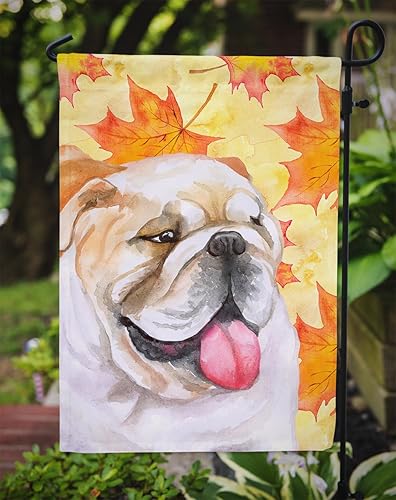 Miniatura 3 de Caroline's Treasures BB9900GF - Bandera de jardín de otoño de bulldog inglés, bandera amarilla para buzón, bandera decorativa para patio,
