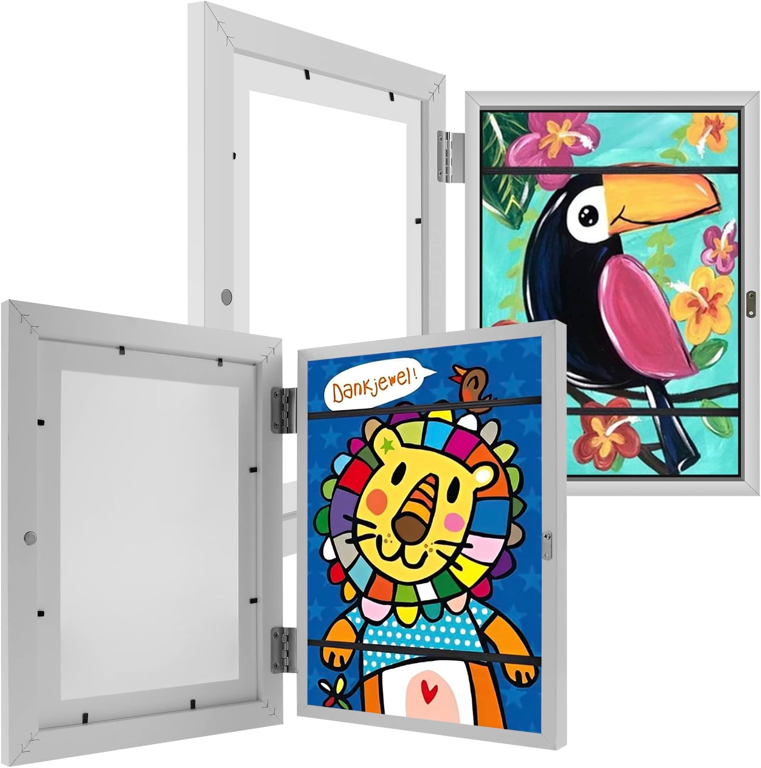 2PCS Kids Art Frames Front Opening, Kids Artwork Display Frame A4 Picture Frames Changeable Children's Artwork Display Storage Frames for Children Drawing Crafting Arts Projects (White)
