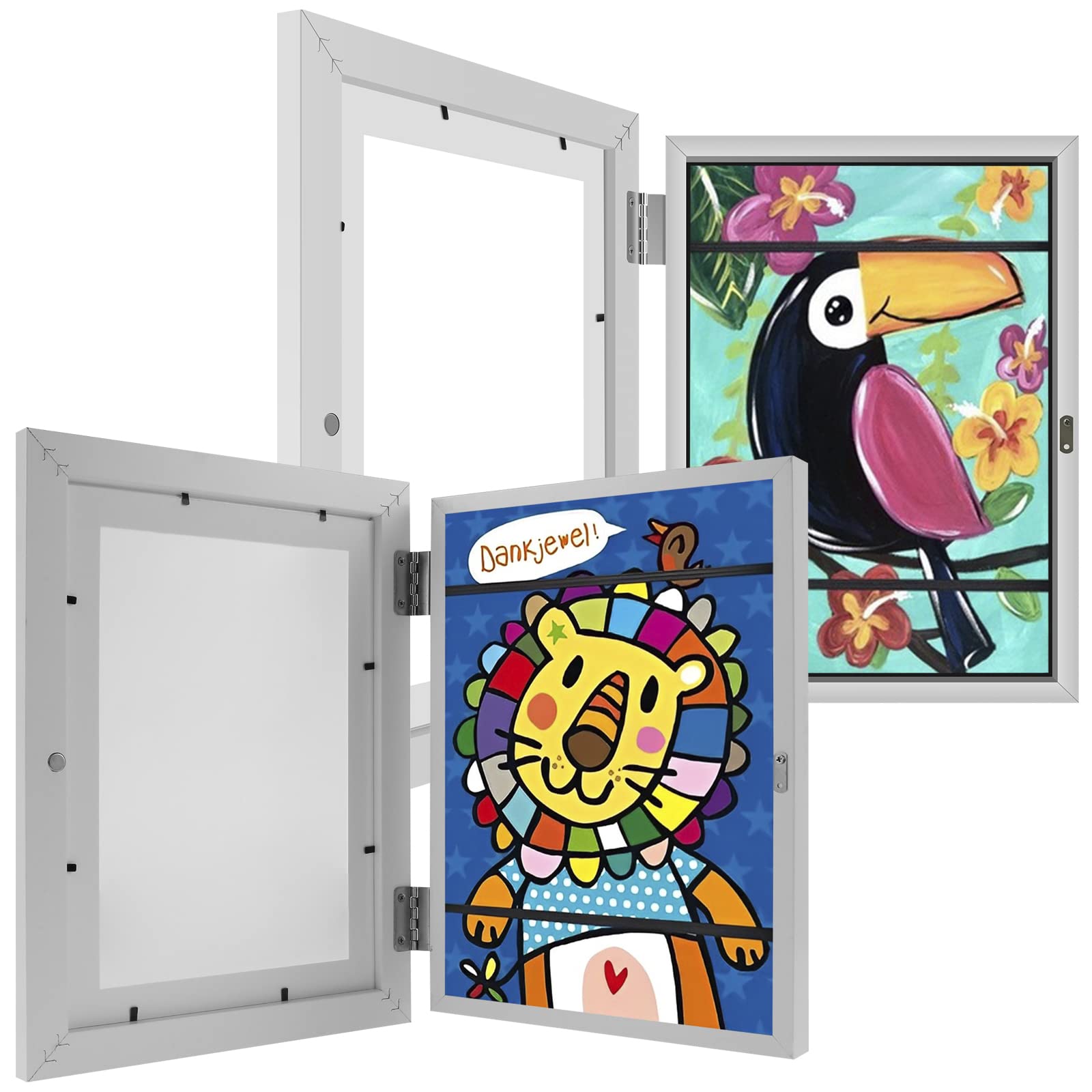 2PCS Kids Art Frames Front Opening, Kids Artwork Display Frame A4 Picture Frames Changeable Children's Artwork Display Storage Frames for Children Drawing Crafting Arts Projects (White)