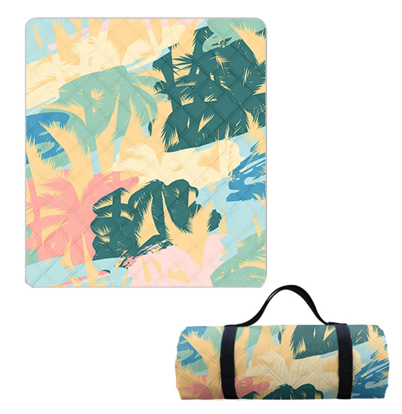Hayisugal Picnic Blanket 200 x 200 cm Thickened Beach Blanket Sand-Free Waterproof Camping Blanket Picnic Mat Portable Picnic Blanket for Beach, Picnic, Hiking, Park, Travel, Plants A, 200 x 200 cm
