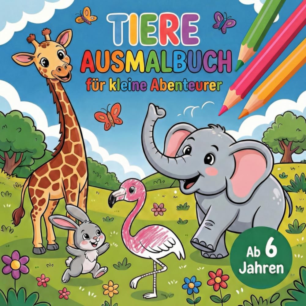 Tiere Ausmalbuch für kleine Abenteurer ab 6 Jahren mit 50 kreativen Motiven (Kinder Ausmalbücher)