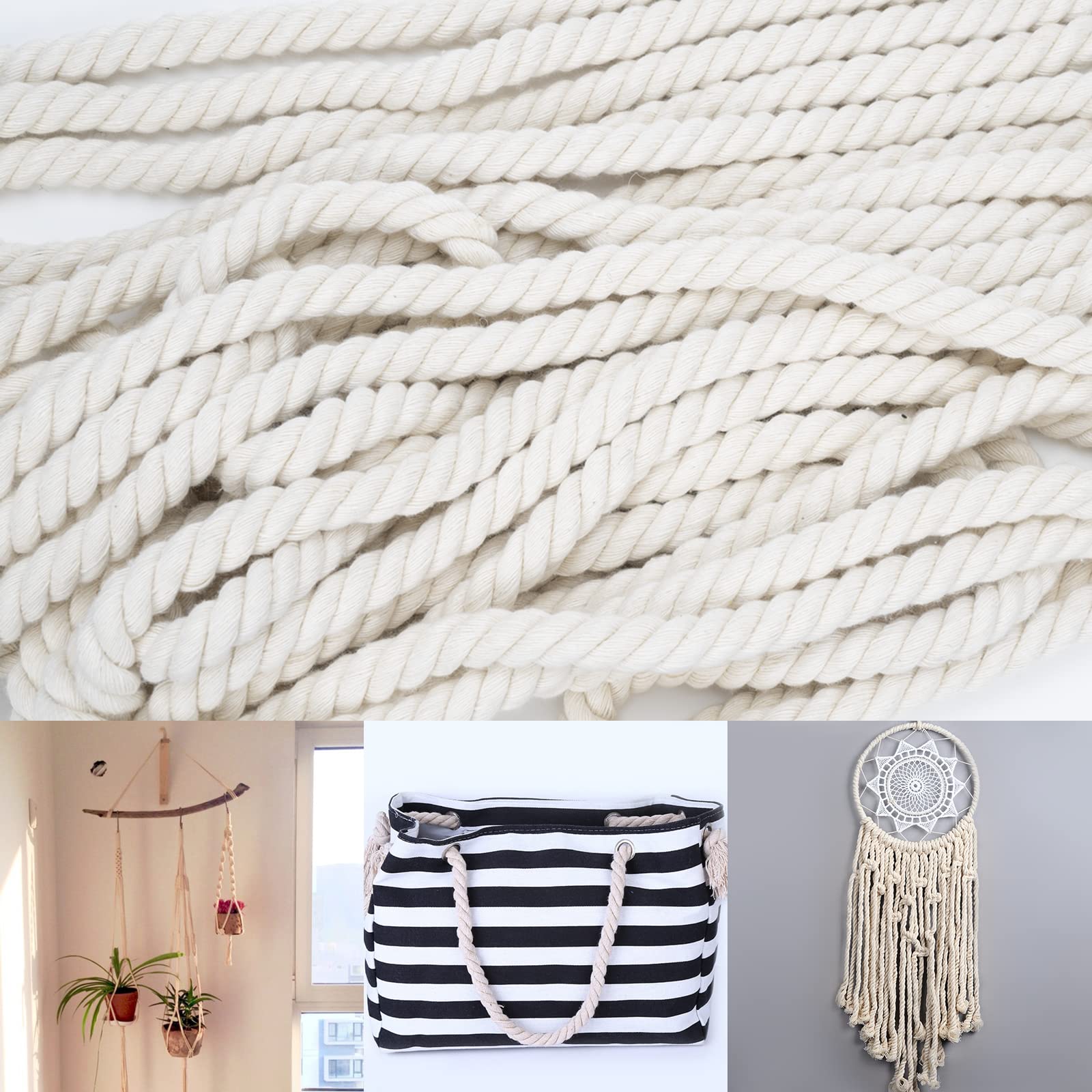 GARNIYARN Premium macramégaren, 3 mm, zacht katoenen touw voor macramé, doe -het-zelf knutselprojecten, wandkleden, plantenhangers en woonaccessoires, breien, 100% natuurlijk katoen, 3 mm (latten, 100