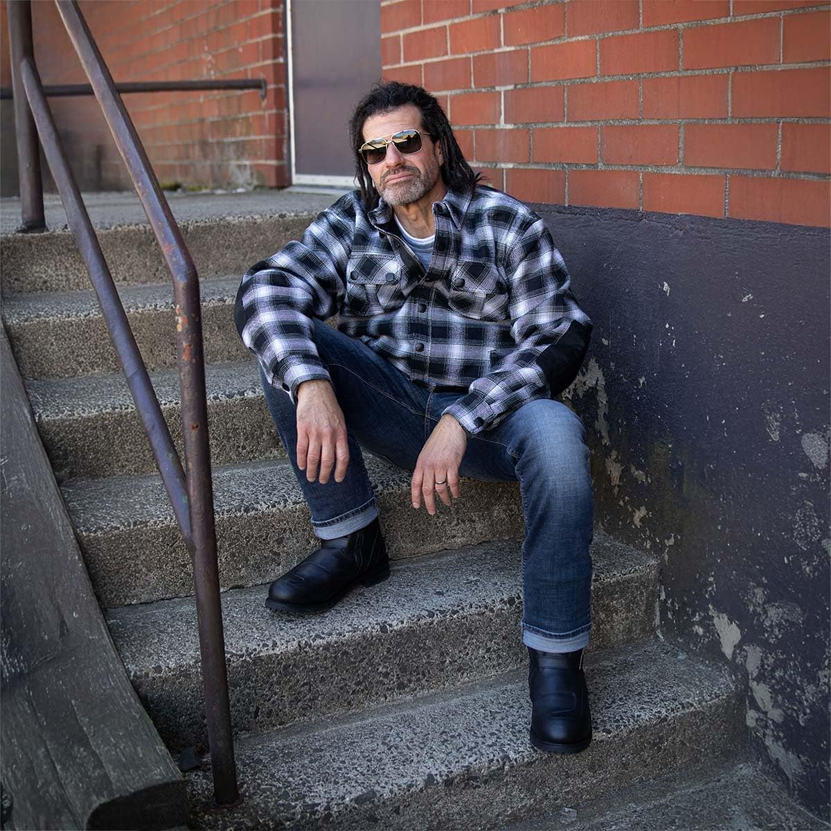 Milwaukee Leather Men's Plaid Flannel Motorcycle Shirt Jacket - 14.5oz Cotton Mechanic Riding Shirt - Dual Closure