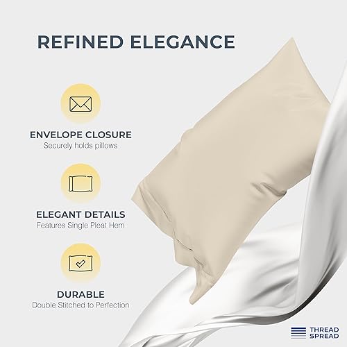 Miniatura 4 de THREAD SPREAD Juego de sábanas de 100% algodón egipcio tamaño King - Sábanas de lujo de 1500 hilos de algodón egipcio tamaño King, bolsillo profundo