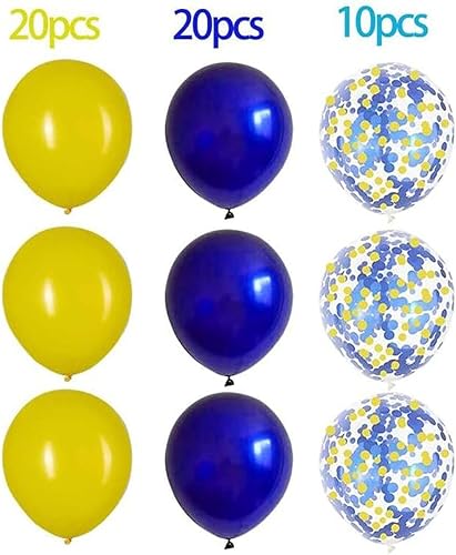 Miniatura 8 de Globos amarillos y azules de 12 pulgadas, globos de confeti amarillo y azul para baby shower, cumpleaños, graduación, boda, aniversario, suministros