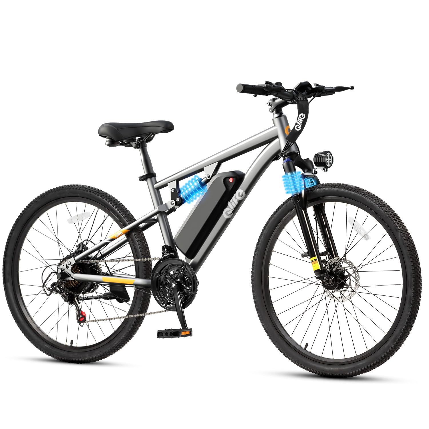 Qlife Electric Bike for Adults/Teens Racer, 21-Speed Peak 1200W Brushless Motor Adult Electric Bicycles, 48V 10.4Ah Removable Battery Mountain Ebike, Up to 55 Miles, 27.5X2.1 Tire E Bike