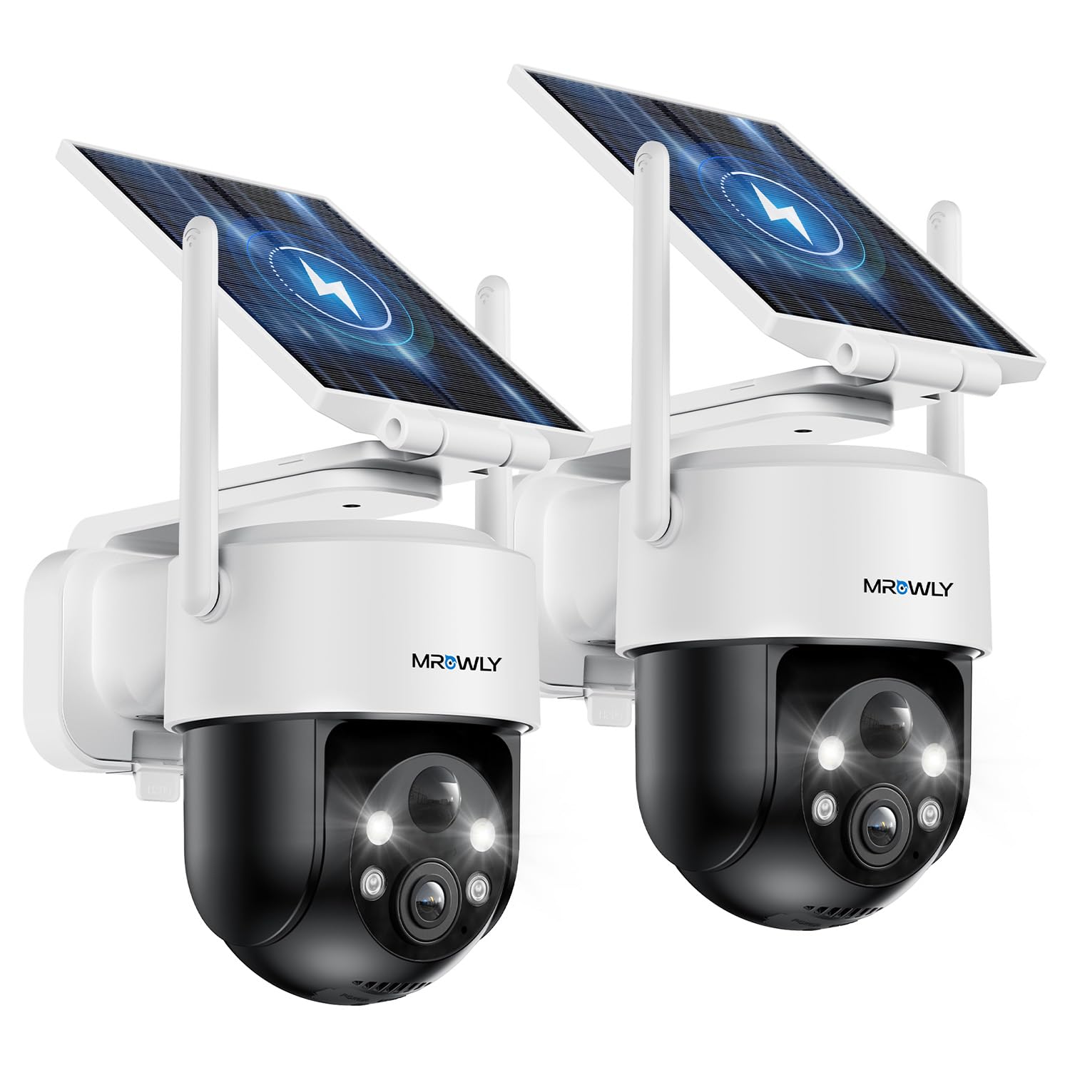 2K Solar Überwachungskamera Aussen 360° PTZ WLAN 2er Set IP66 Farbnachtsicht 2-Wege-Audio