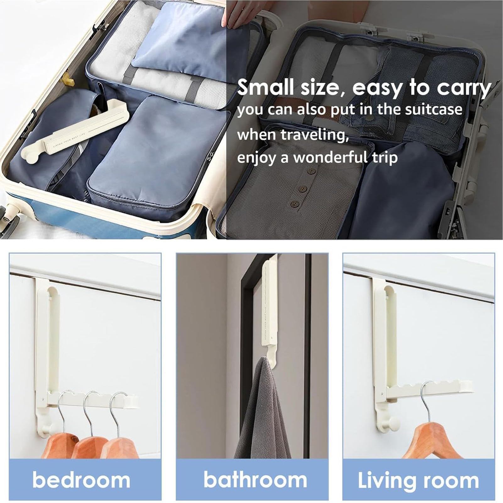 Percha de baño que ahorra espacio, telescópica multifuncional, plegable, secadora de ropa, montaje en puerta, ideal para baños pequeños, gris, D