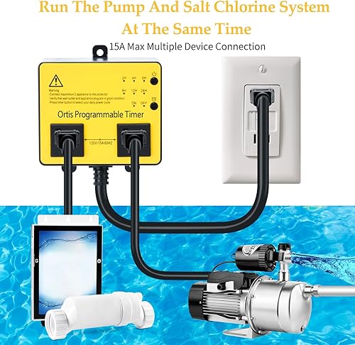Miniatura 10 de Ortis Temporizador de piscina sobre el suelo, temporizador inteligente de piscina con funcionamiento de un solo botón, para piscinas, filtros