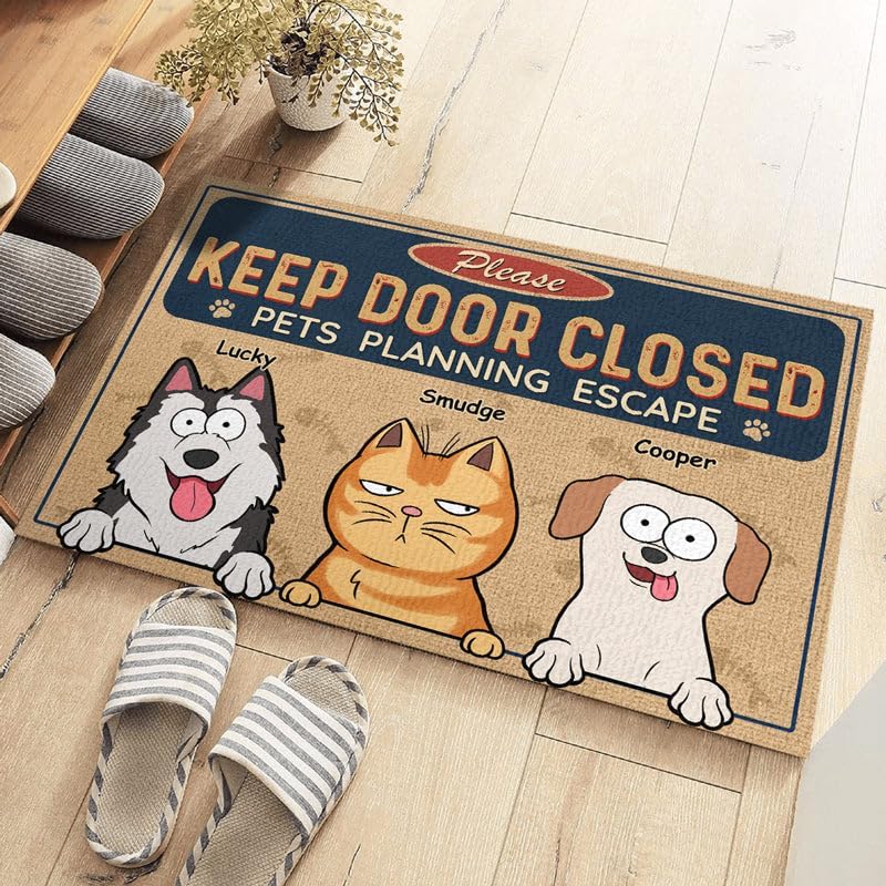Miniatura 5 de Pawfect House Tapetes divertidos personalizados para puerta al aire libre, tapetes interiores para entrada de puerta delantera, tapete de bienvenida