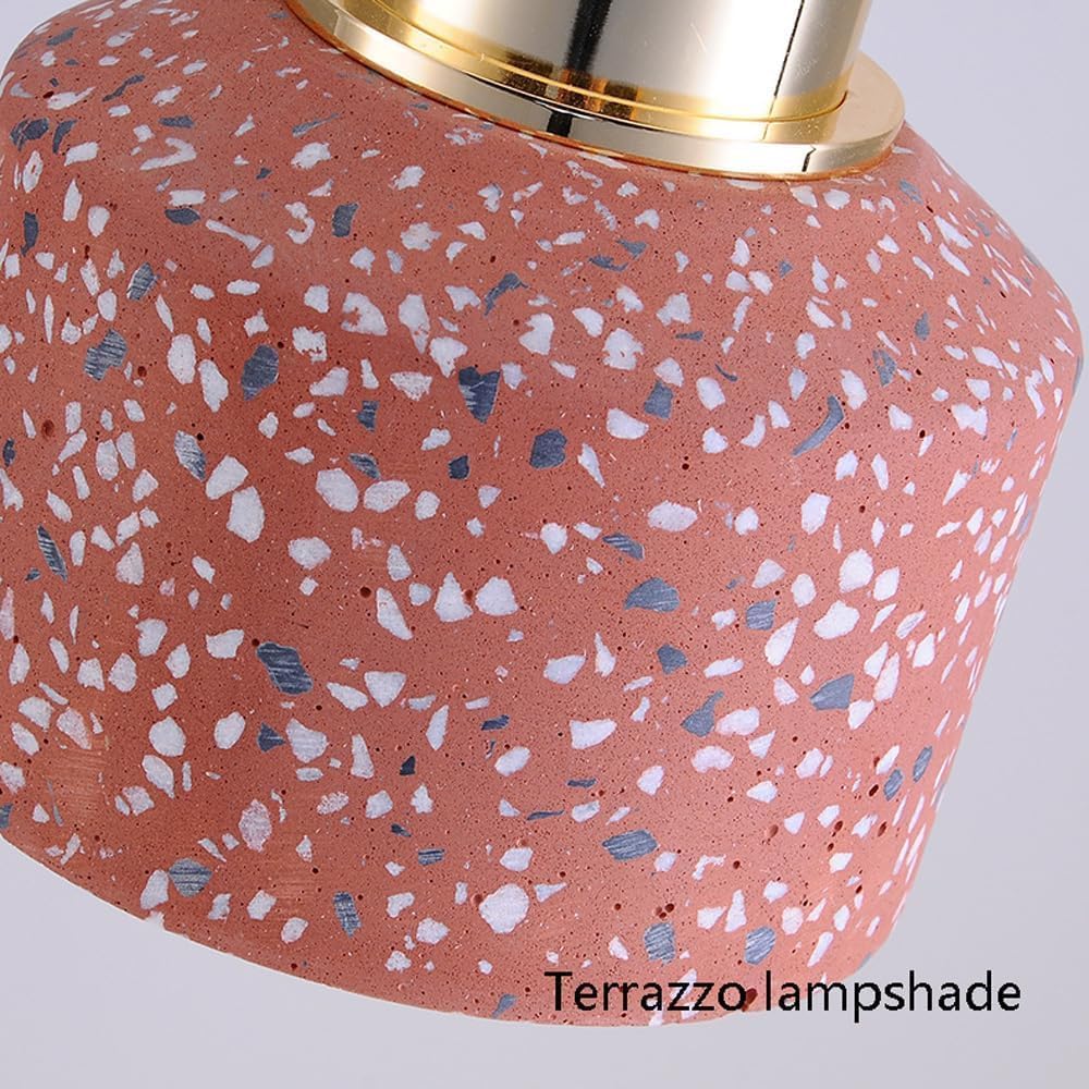 Mid Century Modern Terrazzo Suspended,1-Light Semi-Embedded Bedside Lighting Fixture,Cafe Bar Ceiling Hanging Lamp,Height Adjustable Bedroom Kitchen Island Hallway Pendant Light