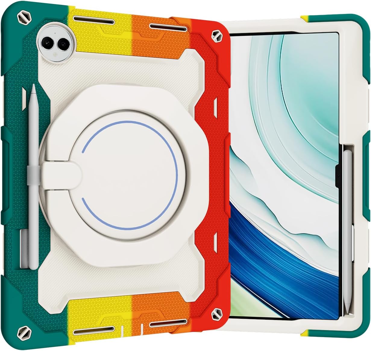 Case Compatible with Huawei MatePad Pro 13.2inch 2024 2025 Tablet Cover Kids,Rugged Heavy Duty Protective Case W 360° Rotating Handle Stand+Shoulder Strap(Colorful Red)