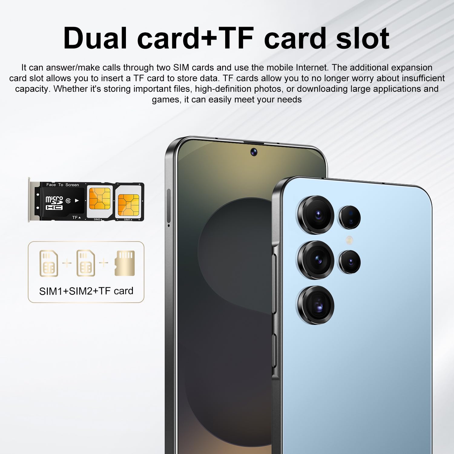 Unlocked Phone S25 Ultra Android Phone 8-core 12GB+512GB Cell Phone 7 inch HD Screen Mobile Phone 108MP+48MP Camera 6800 mAh Battery 5G Dual SIM (Blue)