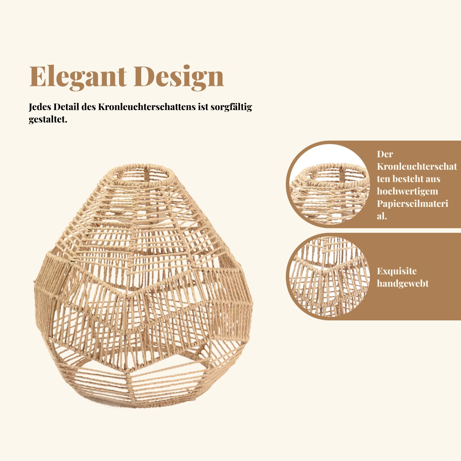 Baoblaze Rattan Lampenschirm Hängend, Korb Lampenschirm für Hängelampe, Boho Lampe Pendelleuchte, Rattan Bambus Hängeleuchte Esstischlampe für Schlafzimmer Flur Küche Esstisch