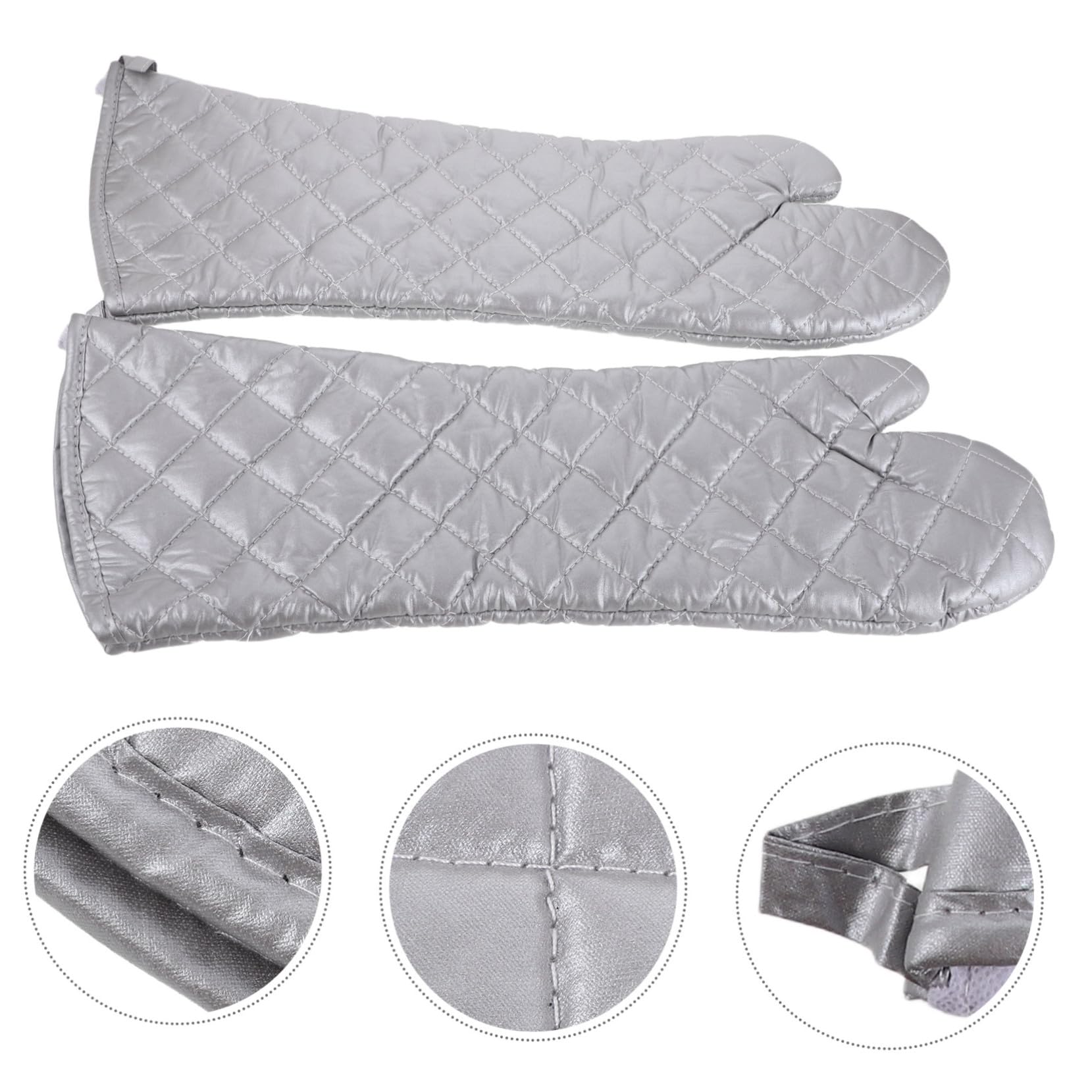 Manique Résistante à Chaleur, Paire en Polyester Coton Argenté