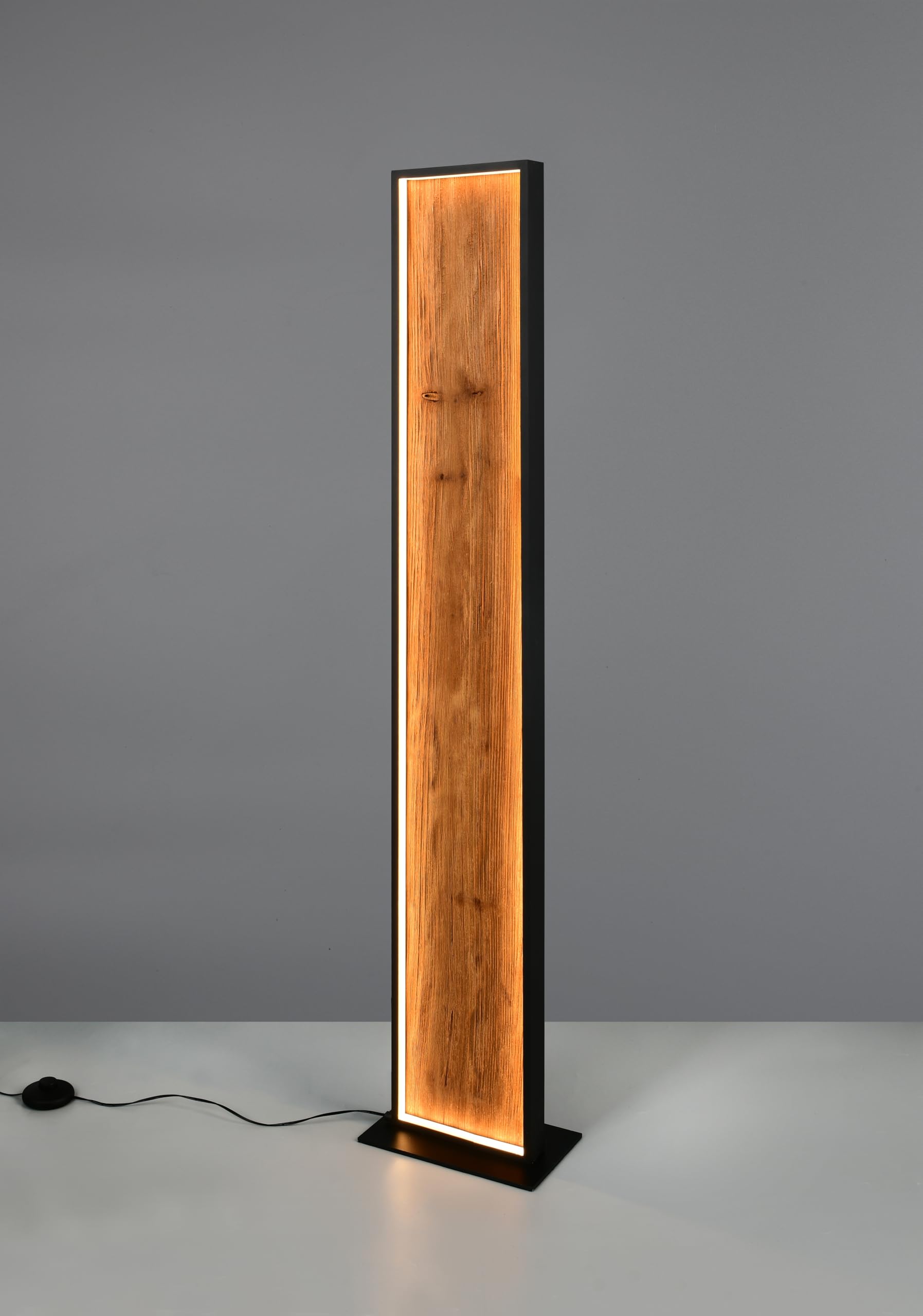 Trio Leuchten LED Stehleuchte Kalea 455510130, Metall Schwarz matt, Holz Kiefer, 35 Watt LED, 4-fach Fuß-Dimmer