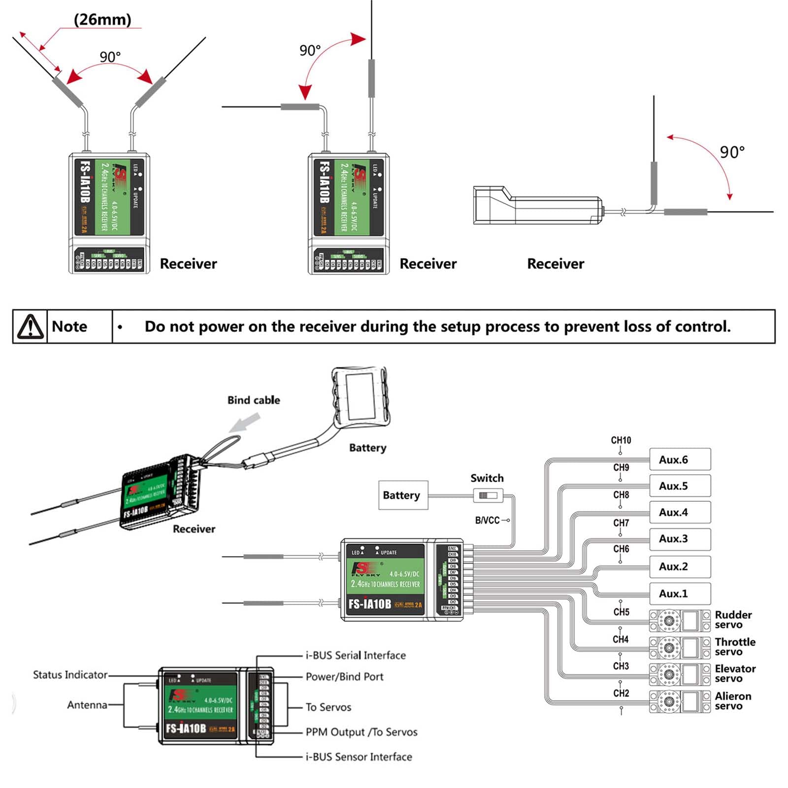 Matybobe FS-i6X 2,4 GHz 10CH AFHDS 2A Trasmettitore RF con ricevitore FS-iA10B per elicottero RC Drone