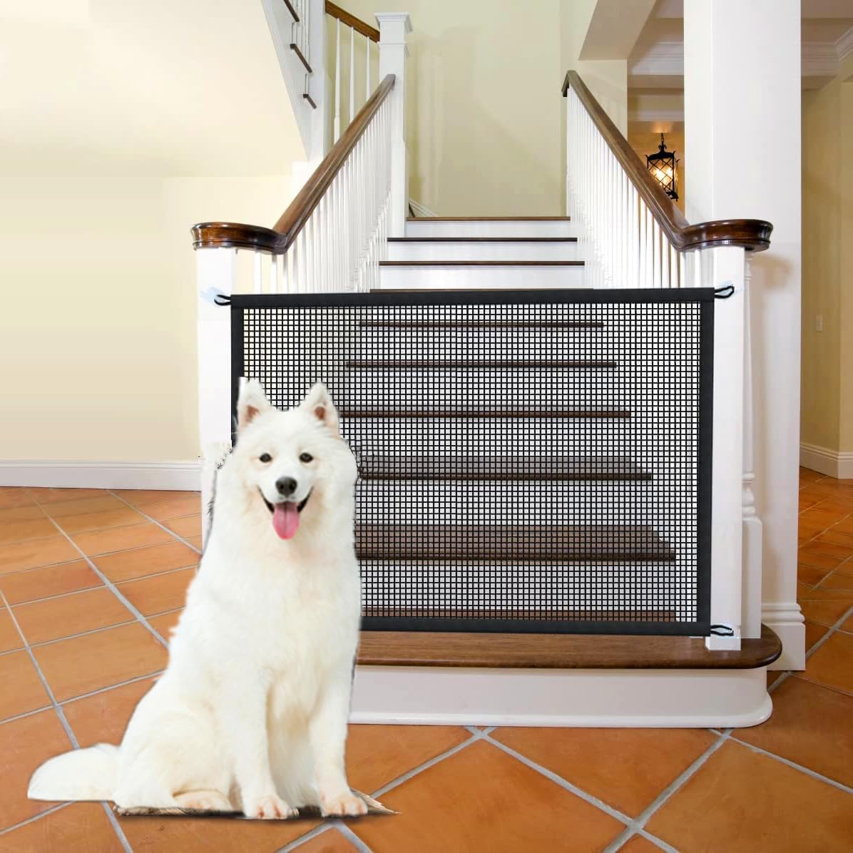 Baby Gate for Stairs No Drilling 43.3" W x 28.3" H Retractable Dog Gate Baby Gate