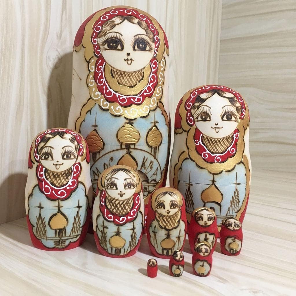 misppro 10 Pcs Vintage Russian Babushka Matryoshka Nesting Dolls for Children