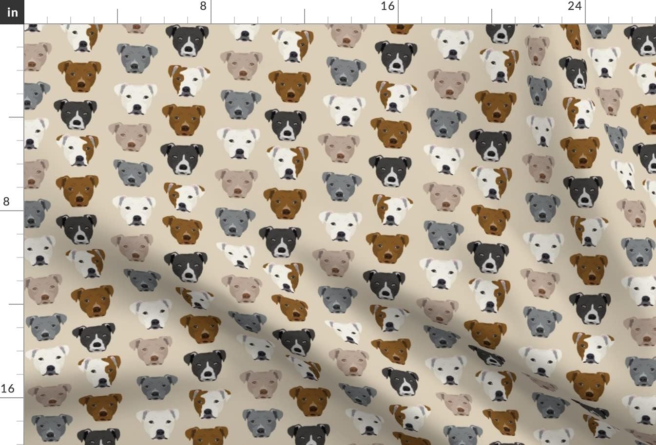 Spoonflower Fabric - Pitbull Terrier, Dog, Beige, Tan, Pets, Staffordshire, Puppy, Rescue Printed on Minky Fabric by The Yard - Sewing Baby Blankets Quilt Backing Plush