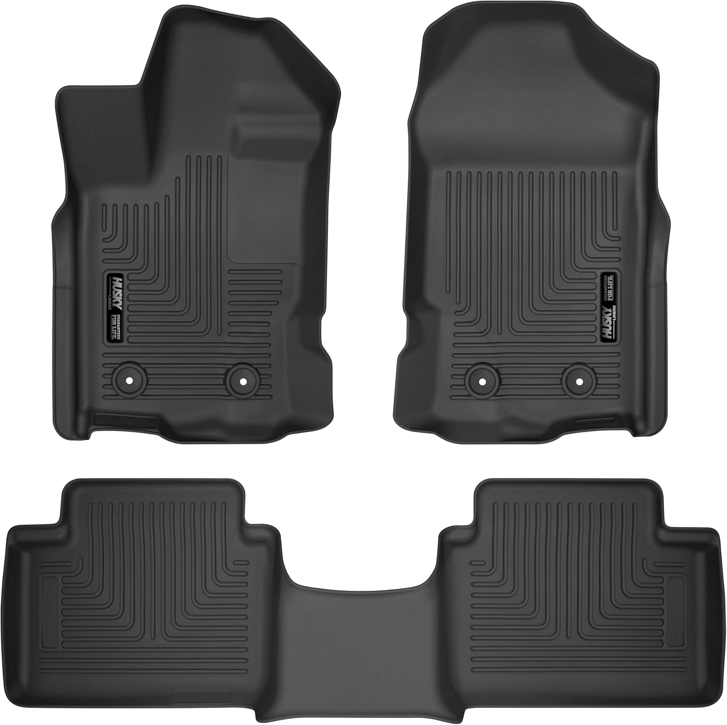 Husky Liners Weatherbeater Floor Mats | Fits 2019-2023 Ford Ranger, SUPERCAB ONLY | Front & 2nd Row, 3-pc Black - 93801
