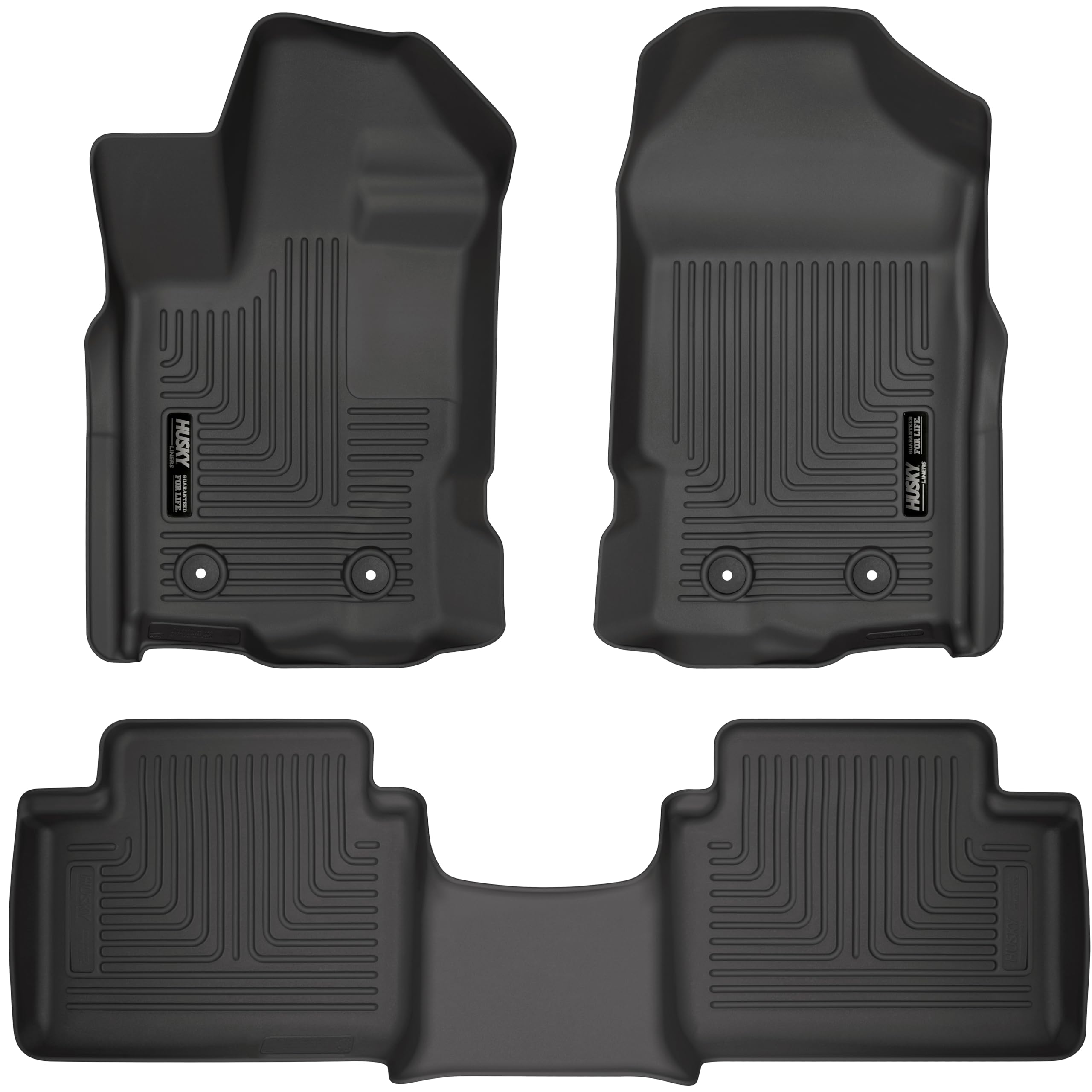 Husky Liners Weatherbeater Floor Mats | Fits 2019-2023 Ford Ranger, SUPERCAB ONLY | Front & 2nd Row, 3-pc Black - 93801