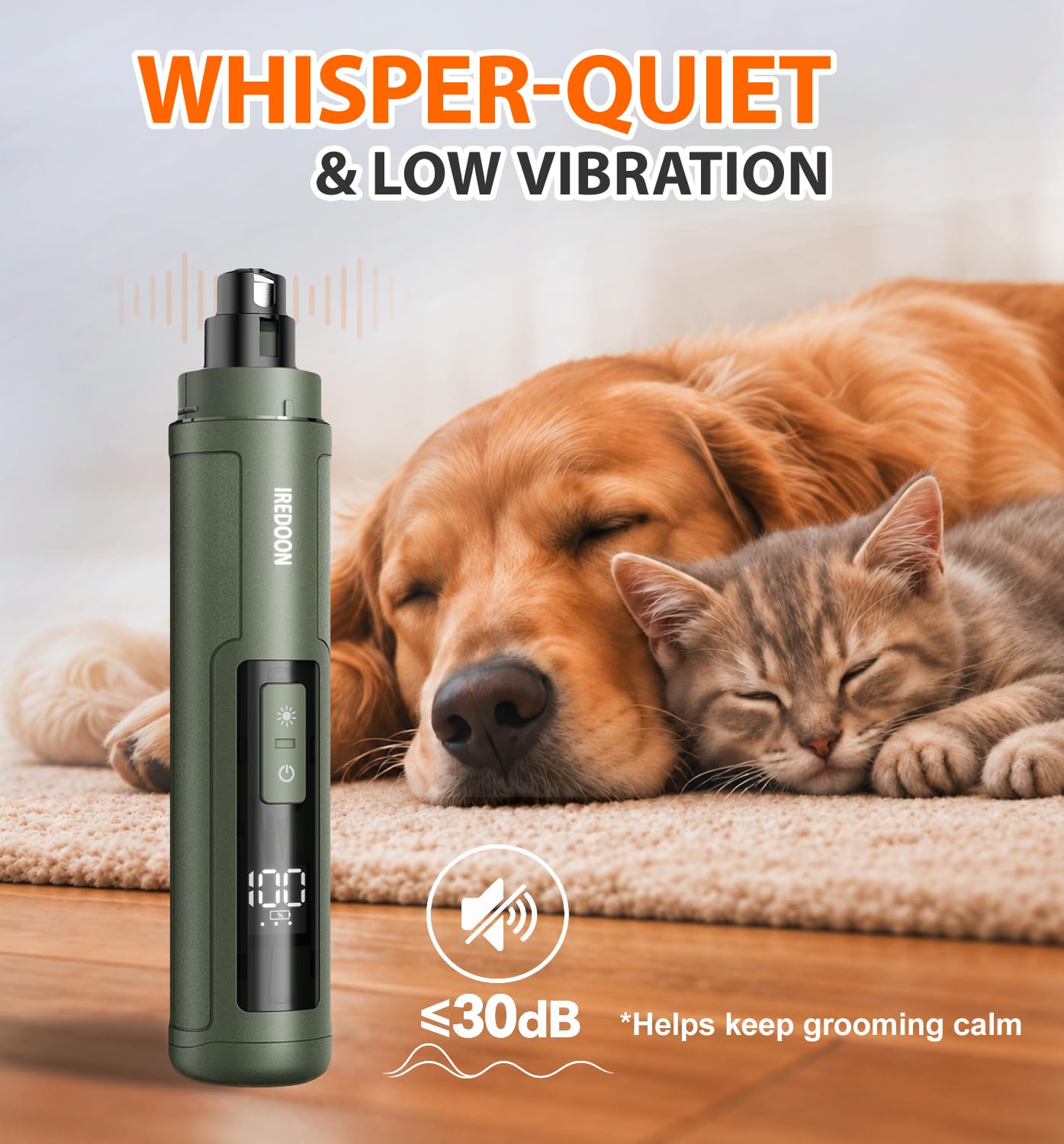 IREDOON Dog Nail Grinder - Quiet & Safe -3