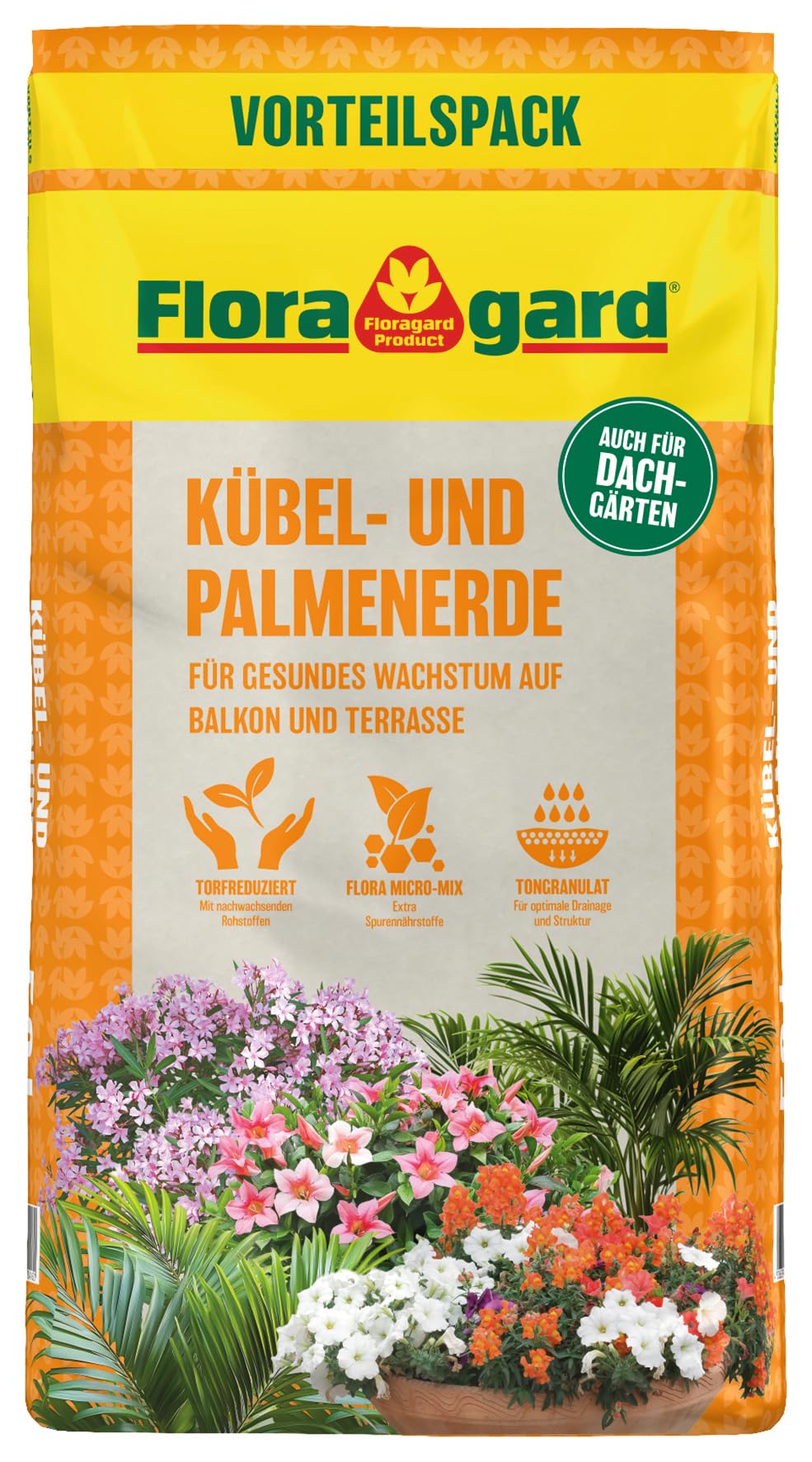 Floragard Kübelpflanz- umd Palmenerde Mediterran 50 L – lockere, wasserdurchlässige Spezialerde für Oleander, Oliven & Zitruspflanzen – nährstoffreich für kräftiges Wachstum mediterraner Kübelpflanzen
