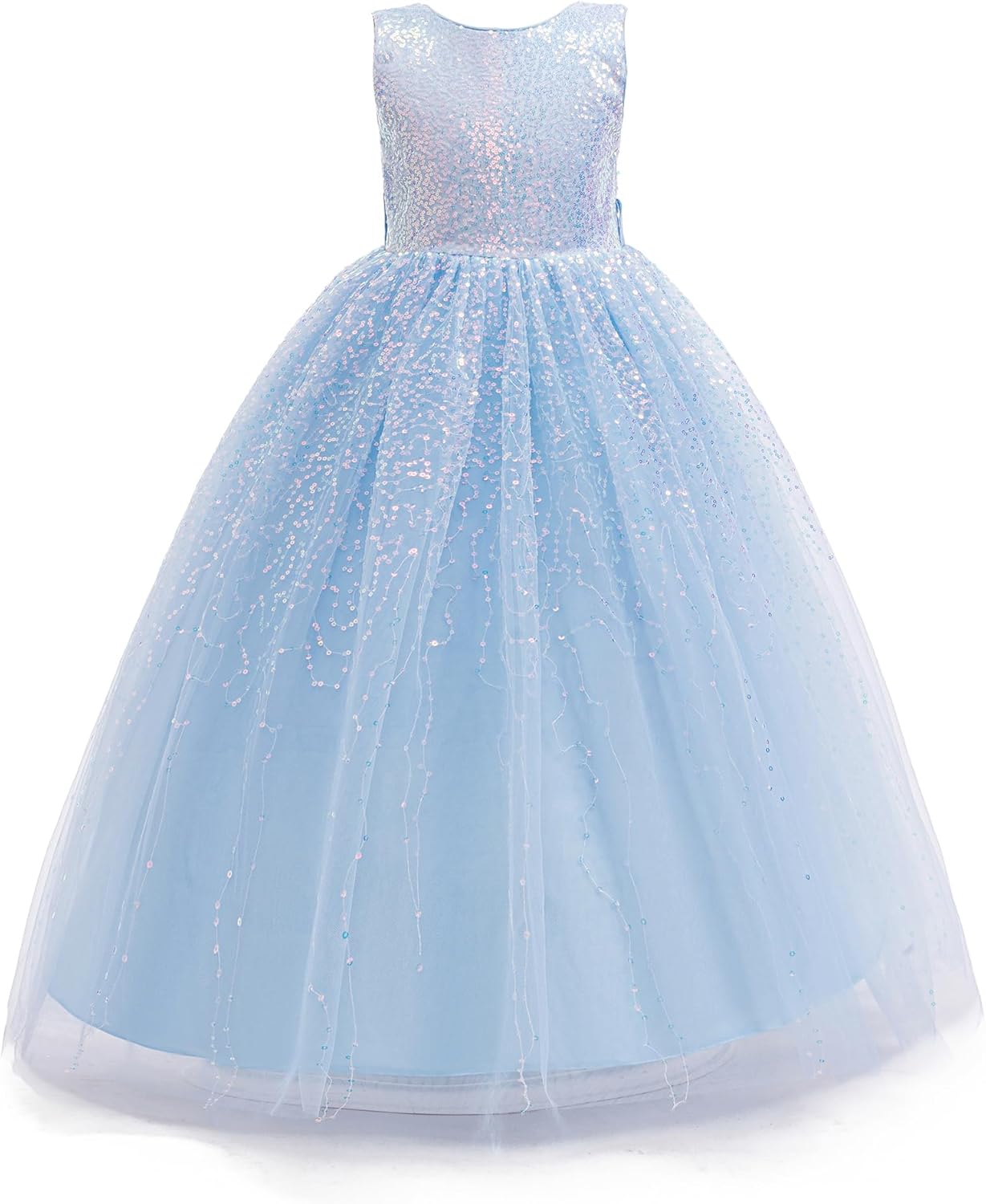 Flower Girls Sequin Dress Bridesmaid Sparkle Formal Wedding Party Birthday Kids Pageant Princess Prom Ball Gown