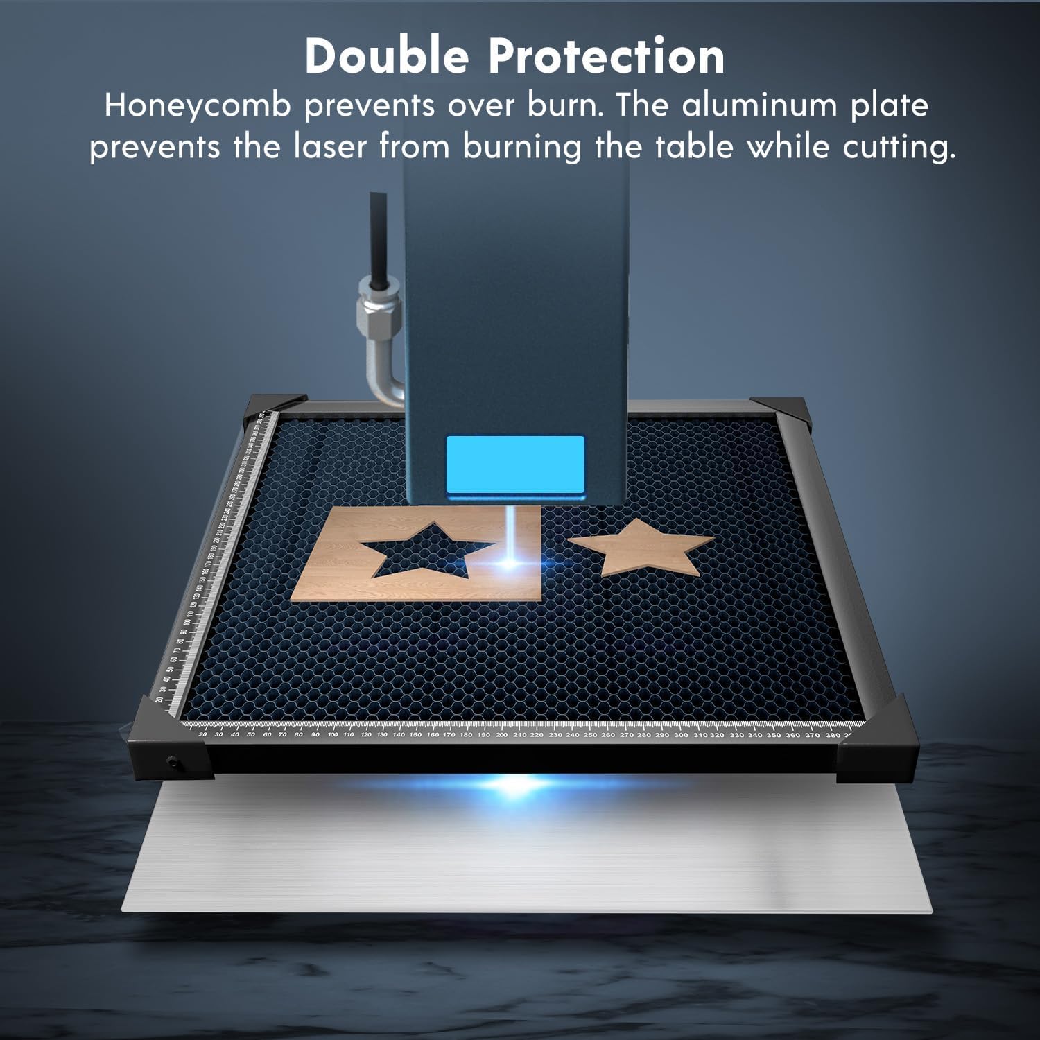LONGER Plateau de travail nid d’abeille 400 x 400 mm – Table en aluminium pour graveur et découpeur laser CO2 et diode – Dissipation thermique rapide et protection du support