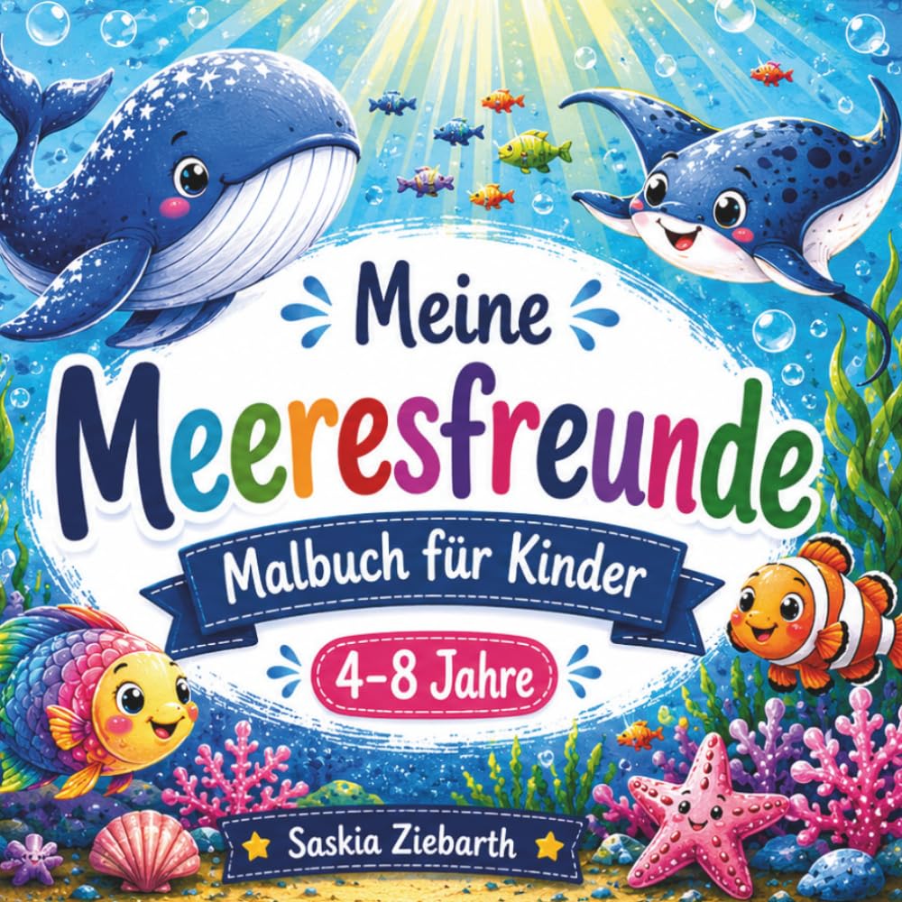 Meine Meeresfreunde – Malbuch für Kinder 4–8 Jahre: 50 niedliche Ausmalbilder mit Wal, Delfin, Schildkröte, Oktopus, Seepferdchen und vielen weiteren ... Malspaß für Kinder (Meine Unterwasserwelt)