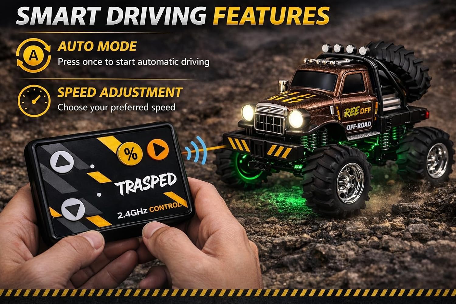 Brand Conquer Mini Rock Crawler RC Car - LED Lights & Remote Control -8 Brand Conquer Mini Rock Crawler RC Car - LED Lights & Remote Control -8
