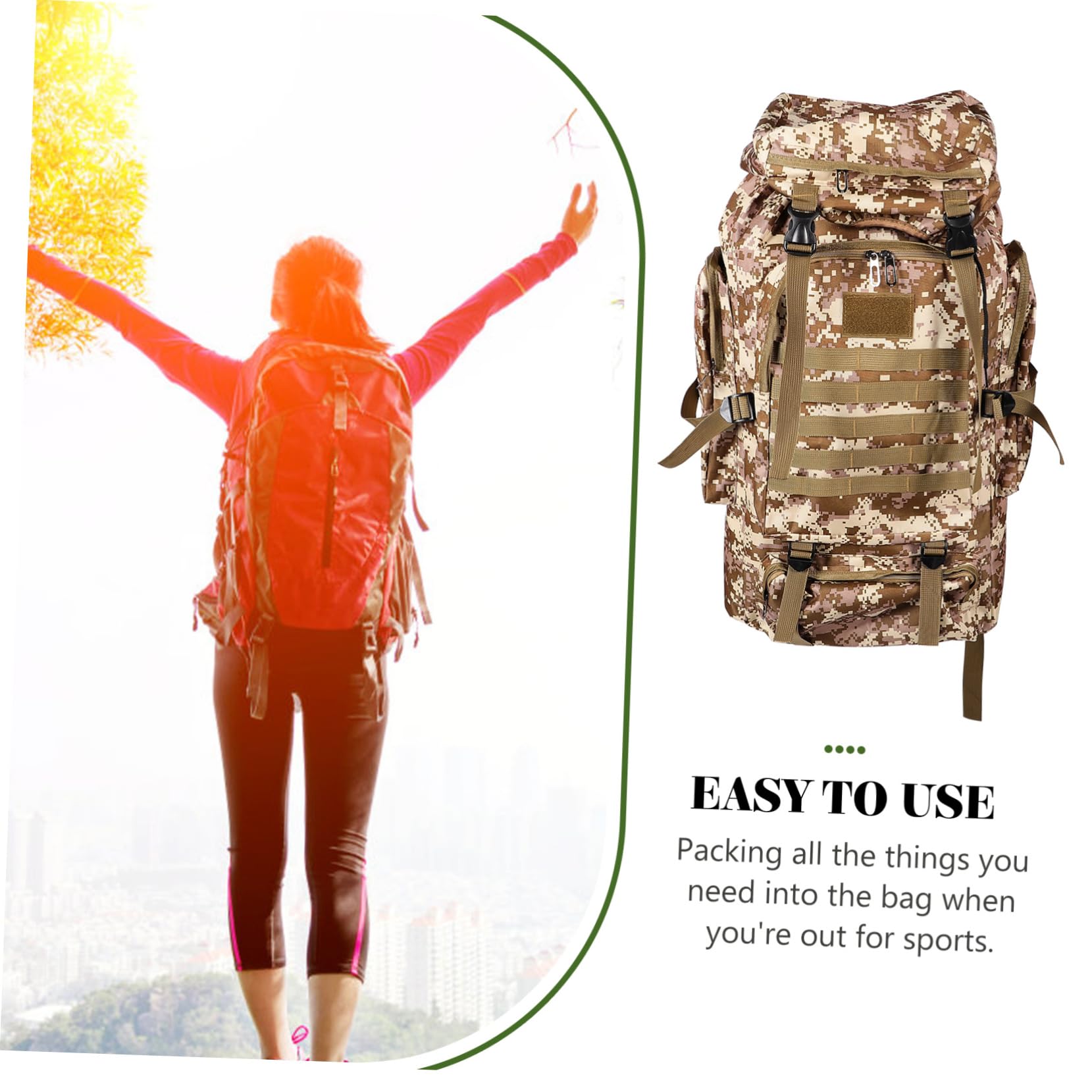 HANABASS Zaino da Trekking da Uomo Travel Backpack Waterproof Backpack Zaino da Trekking Leggero Resistente all'Acqua Zaino da Campeggio Portatile Borse da Trekking Panno Oxford Light Brown