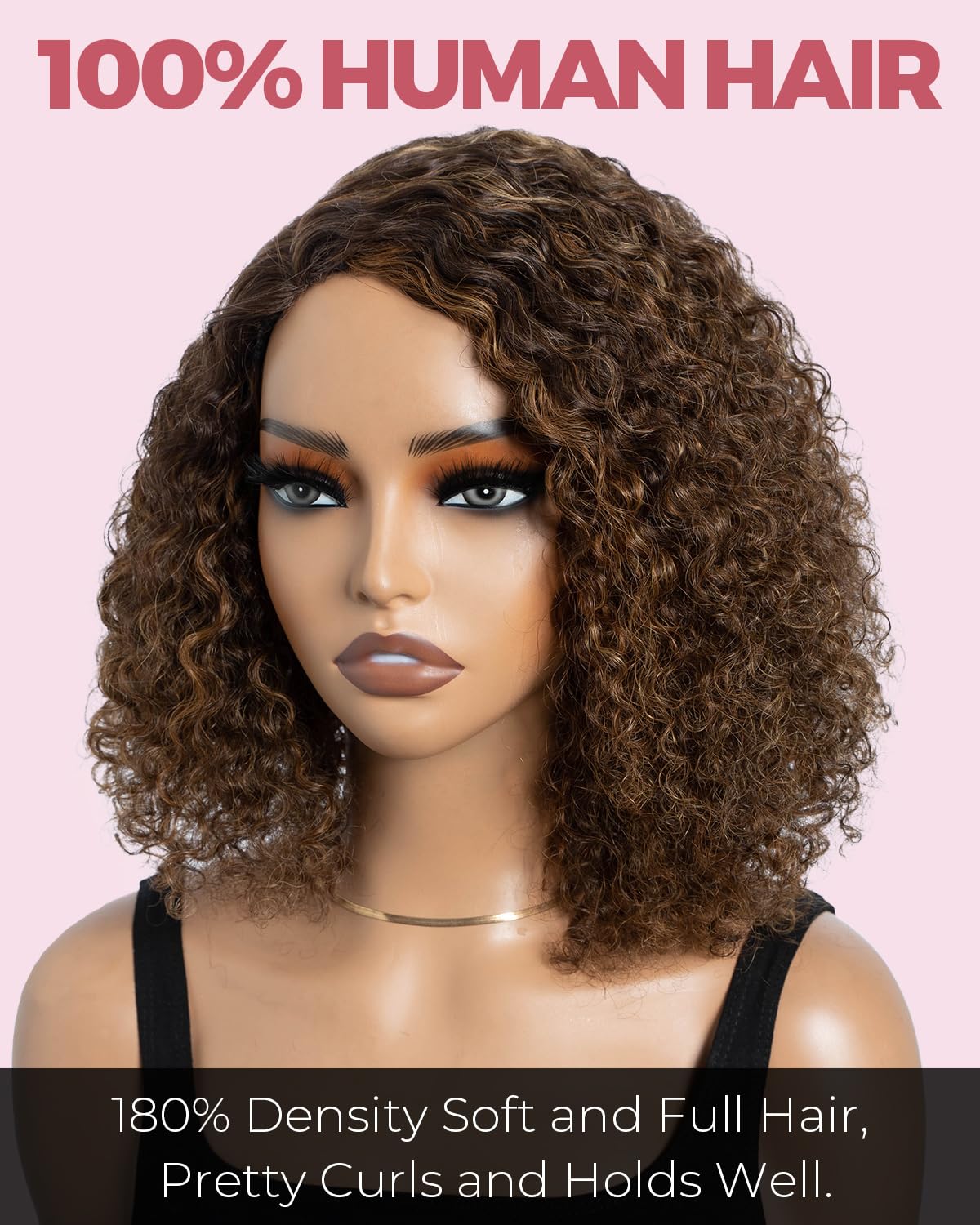 Style Icon Short Curly Bob Wigs Human Hair Wear and Go Glueless Wig for Women 10 inch Brown Side Part Lace Deep Curly Bob Wigs C-Lace Jerry Curl Wig (Color: P4/30/27) - Image 2