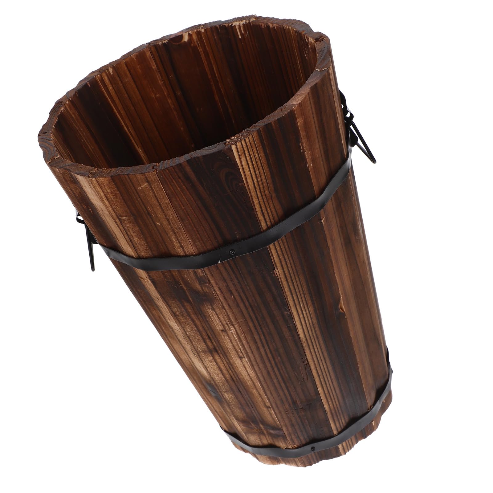 Poubelle en bois ronde UPKOCH grande capacité pour cacher les déchets avec élégance