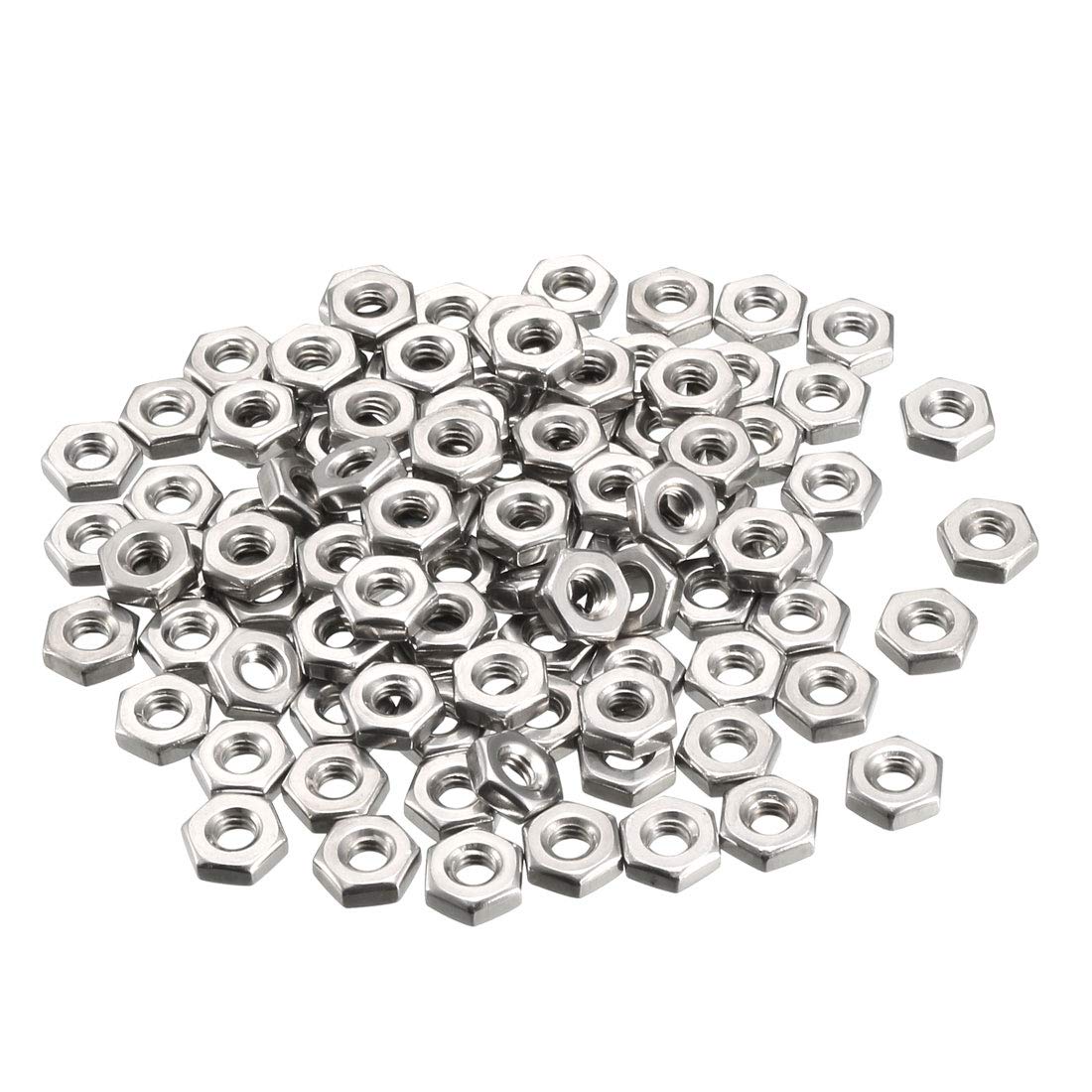 uxcell Hex Nuts, 8#-32 Coarse Thread Hexagon Nut, Stainless Steel 304, Pack of 100