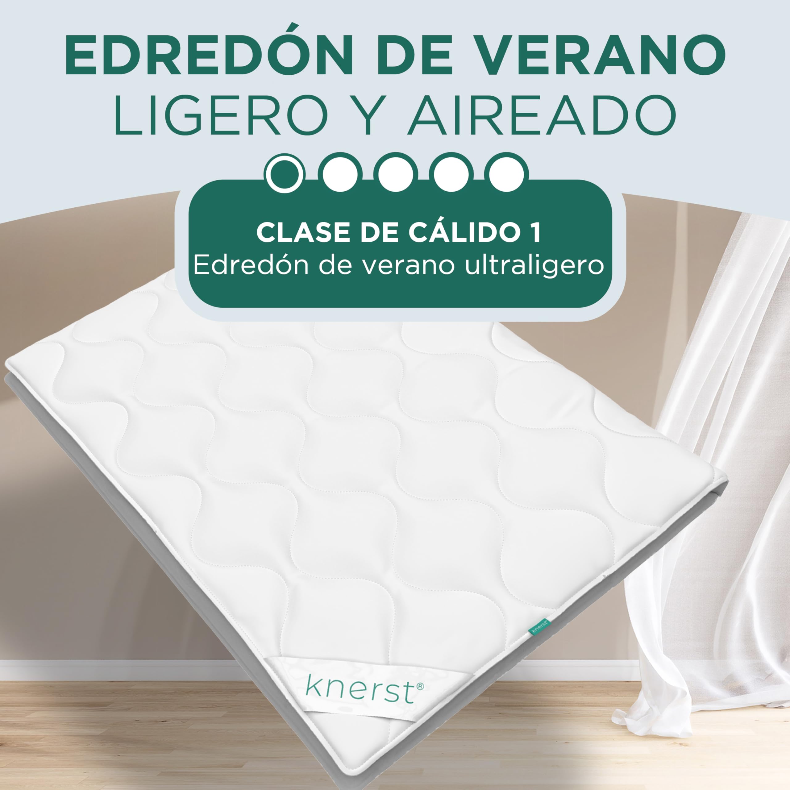 KNERST® Edredón de Verano 200x200 – Edredón Ligero y Transpirable – Relleno Nórdico de Microfibra para Cama – Nórdico de Verano Lavable y Suave