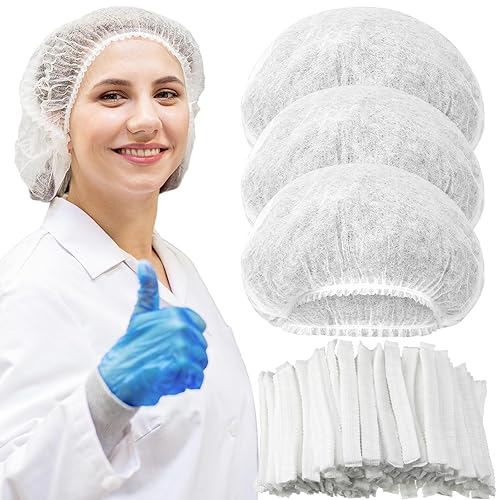 Miniatura 15 de Yahenda 500 gorras desechables Bouffant a granel para el cabello, redecillas elásticas para el polvo, para servicio de alimentos, enfermeras, Azul